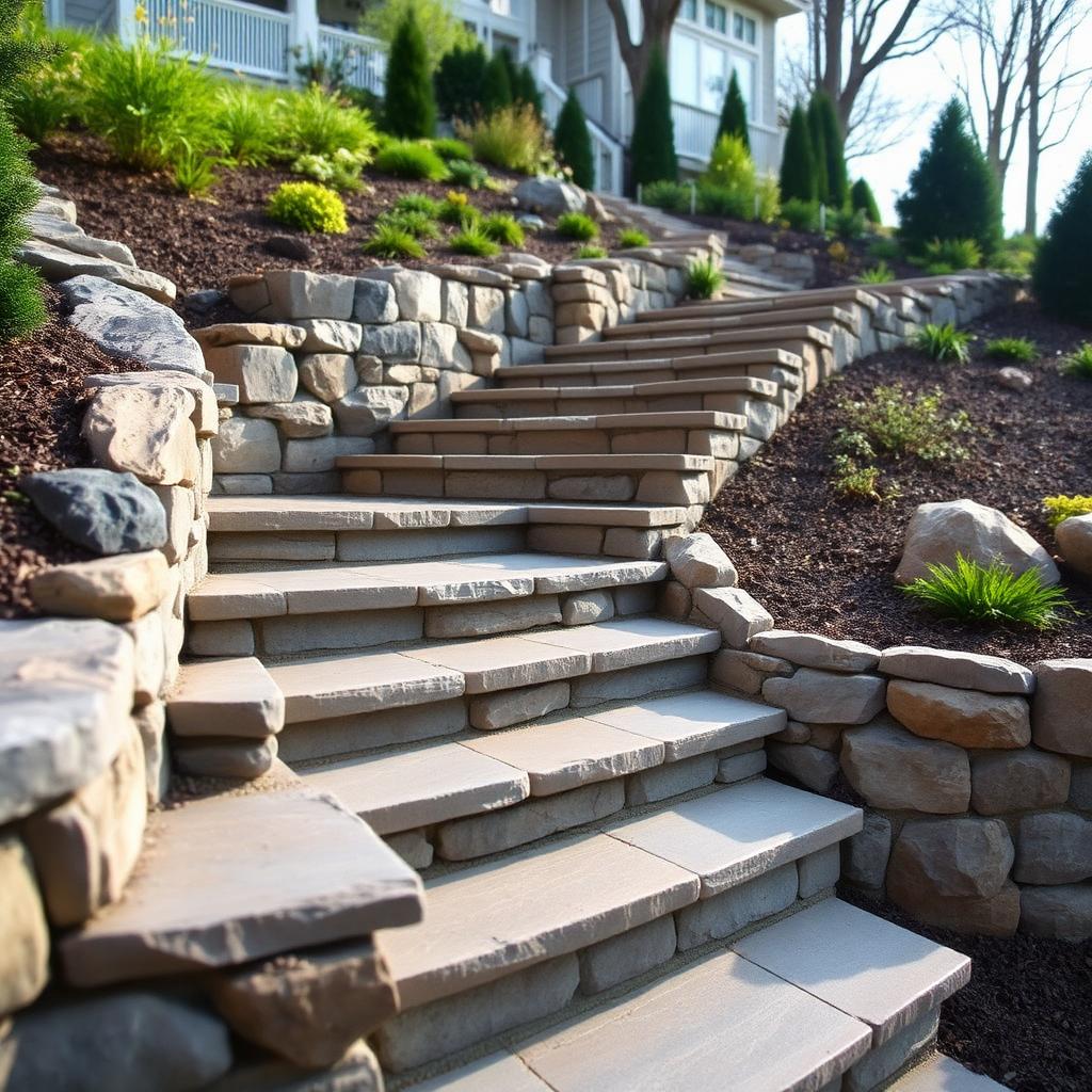 Multi-level patios with steps